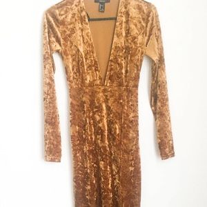 Mustard Velvet Floor Length Dress